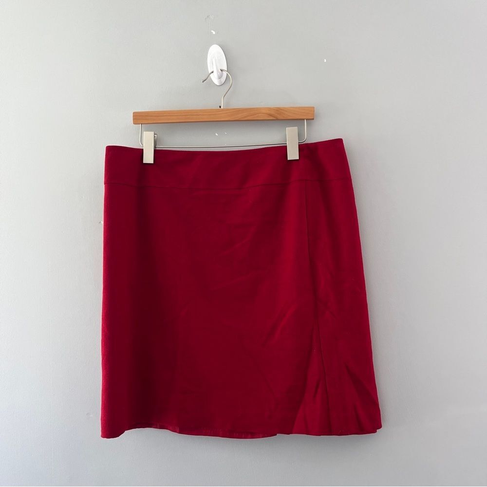 Talbots Stretch Red Knit Mini Skirt Lined Wool Blend Size 16